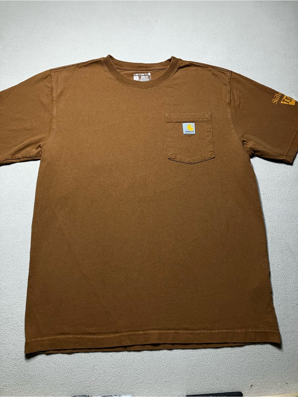 Carhartt Mens Medium Brown Support The Trades Graphic Pocket T-Shirt Heavyweight